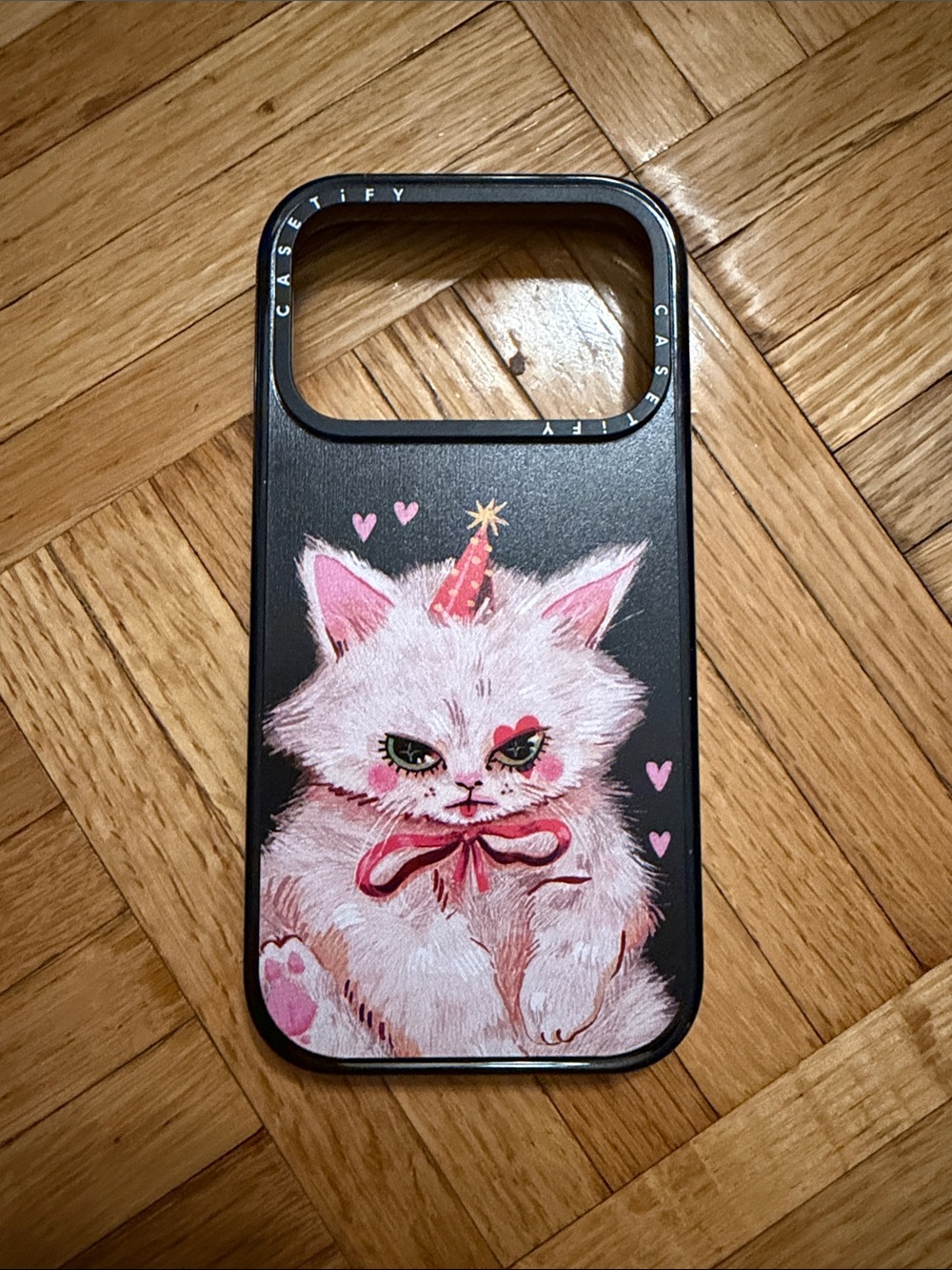 Casetify Pink & Black Party Kitten Case